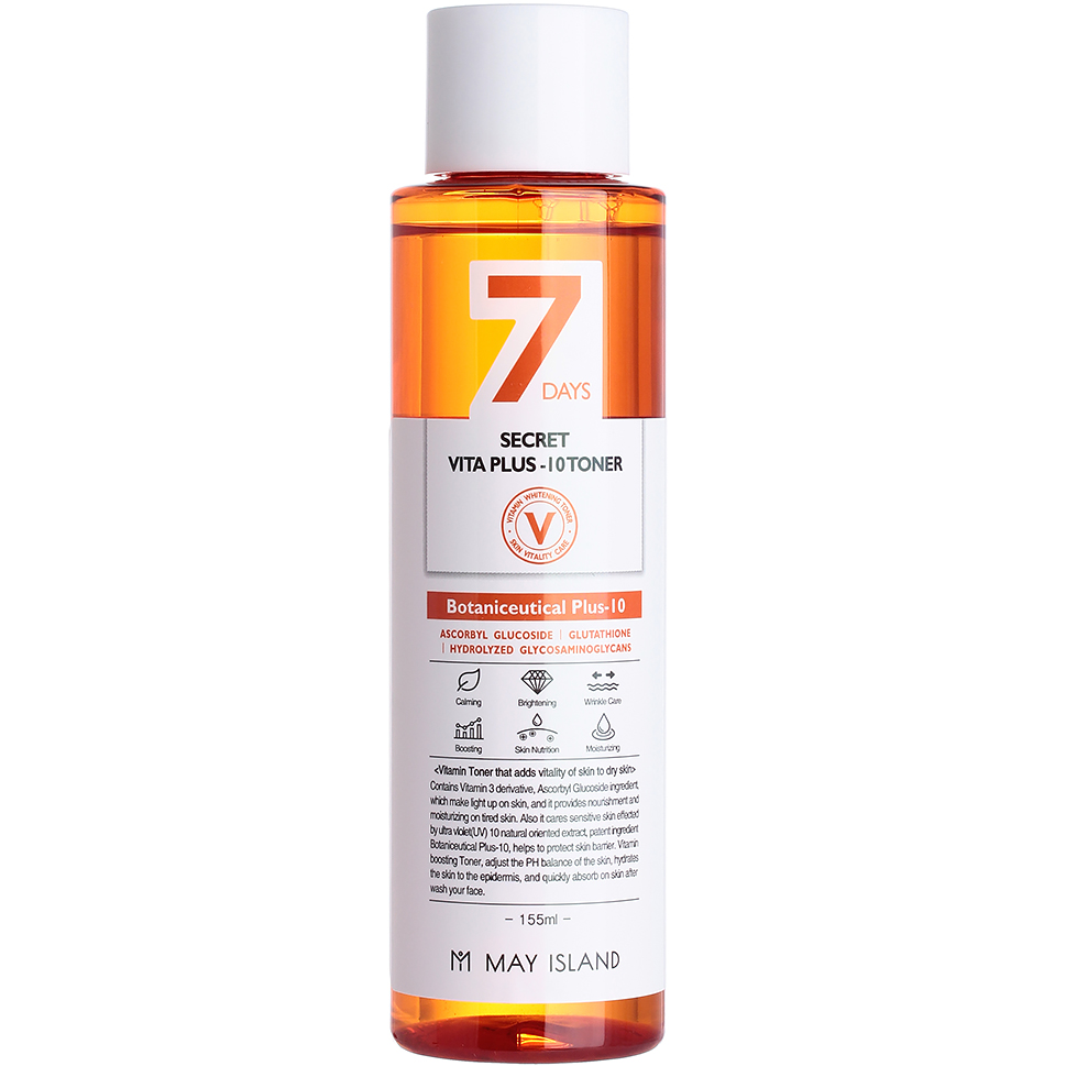 MAY ISLAND Тонер витаминизированный осветляющий для улучшения цвета лица 7 Days Secret Vita Plus-10, 155 мл
