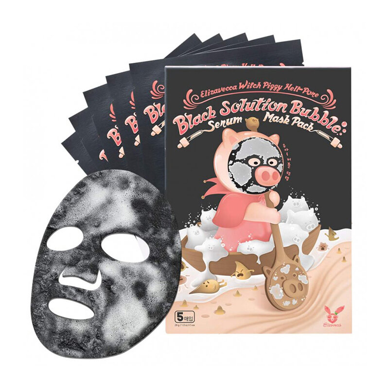 Elizavecca Witch Piggy Hell-Pore Black Solution Bubble Serum Mask Pack кислородно-пузырьковая маска с угольным порошком, 1 шт
