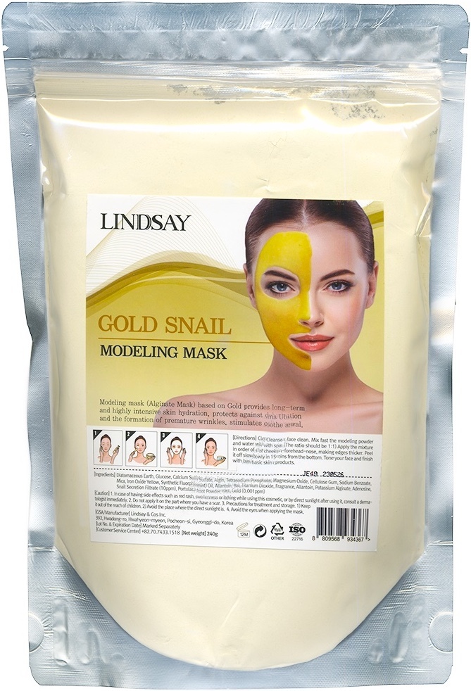 Lindsay альгинатная маска с муцином золотой улитки Gold Snail Modeling Mask Lindsay, 240 г