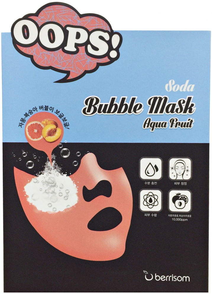 Berrisom Тканевая пузырьковая маска Soda Bubble Mask Aqua Fruit, 18 мл