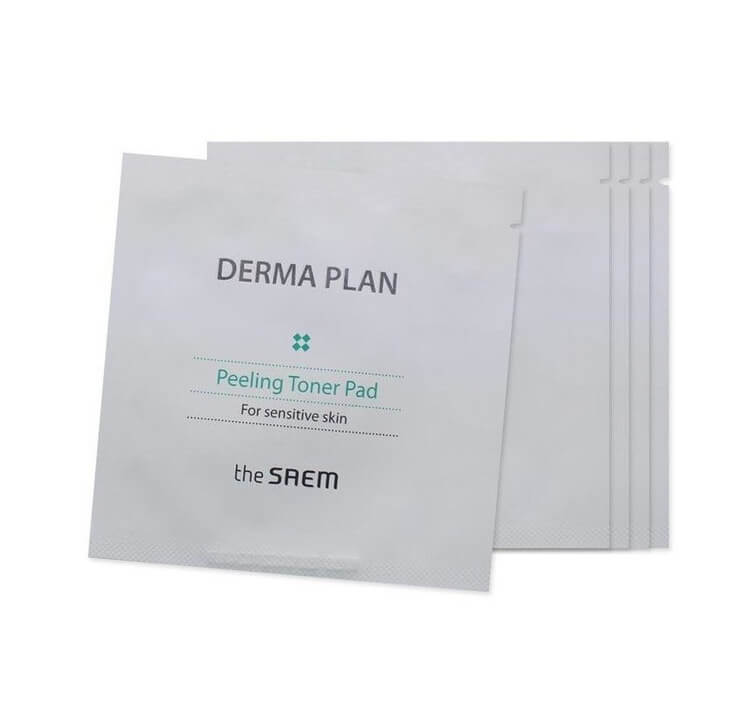 Тонизирующие пэды для чувствительной кожи The Saem Derma Plan Peeling Toner Pad