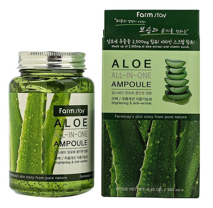 Farmstay All-In-One Aloe Ampoule Сыворотка для лица с экстрактом алоэ, 250 мл