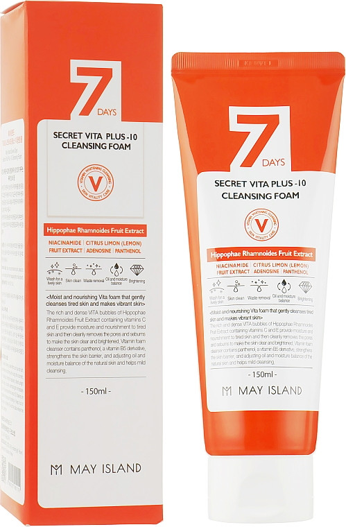 MAY ISLAND 7 Days Secret Vita Plus-10 Cleansing Foam Витаминизирующая пенка для умывания, 150мл