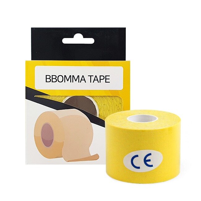 Кинезиотейп для лица и тела BBOMMA Kinesiology Sports Tape Yellow желтый, 5м*5см