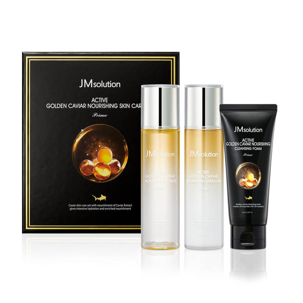 JMSolution Active Golden Caviar Skin Care Set Набор для глубокого питания кожи с золотом и икрой, 3 шт