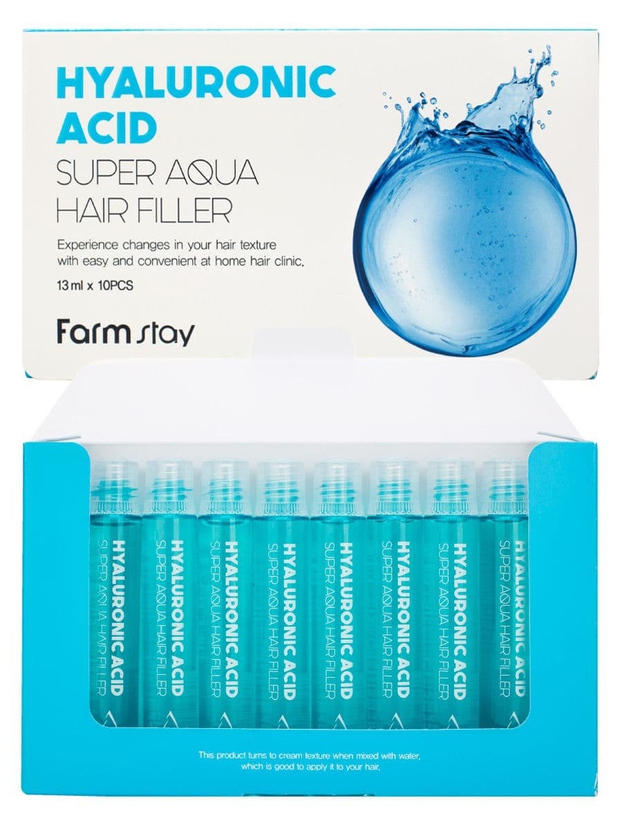 Филлер для волос суперувлажняющий FarmStay Hyaluronic Acid Super Aqua Hair Filler, 13мл*10шт