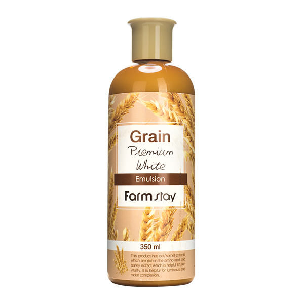 FarmStay Выравнивающая эмульсия с экстрактом ростков пшеницы, Grain Premium White Emulsion 350 мл.