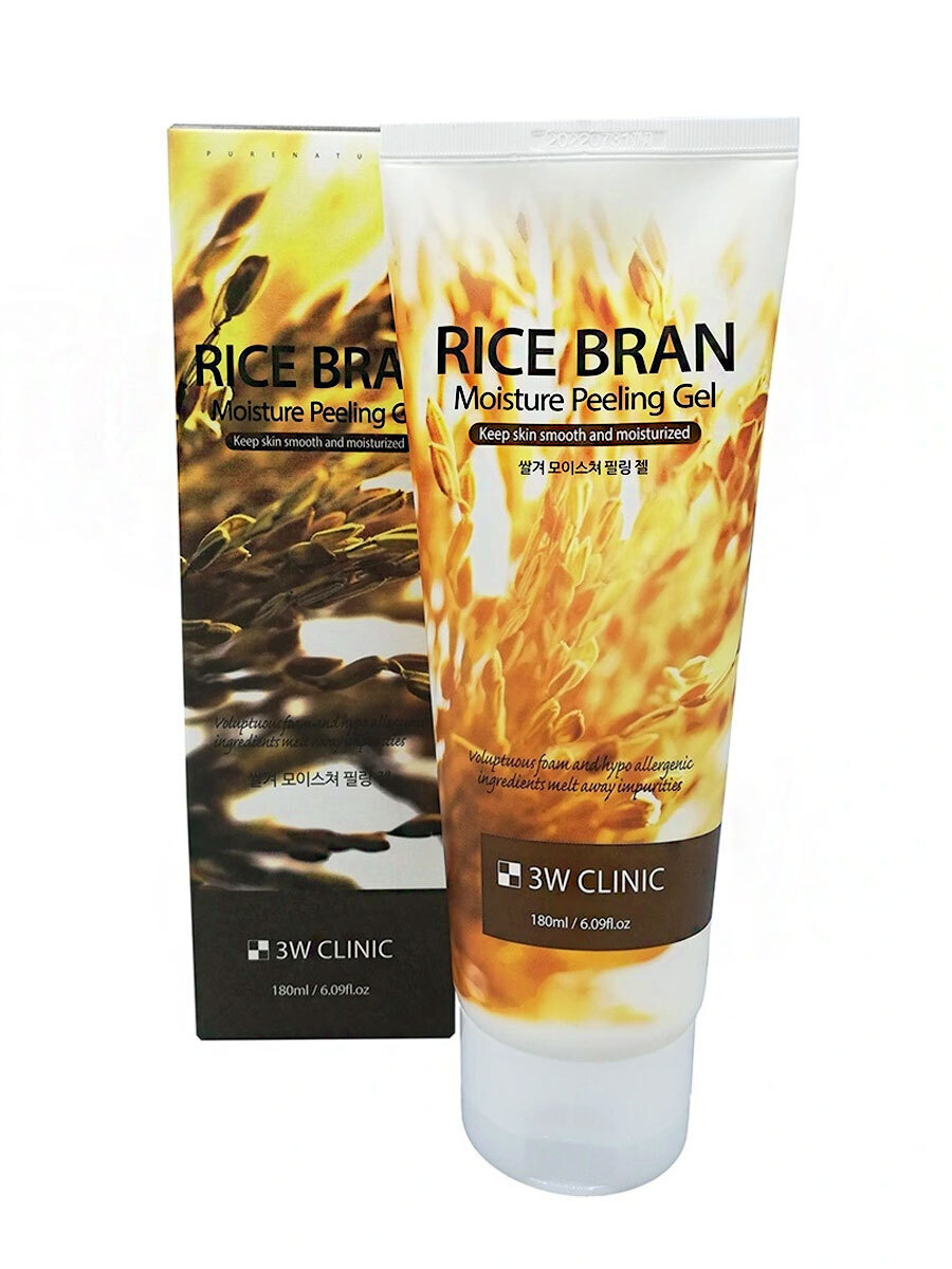 3W Clinic пилинг-гель для очищения кожи лица с экстрактом бурого риса Rice Bran Moisture Peeling Gel 180 мл