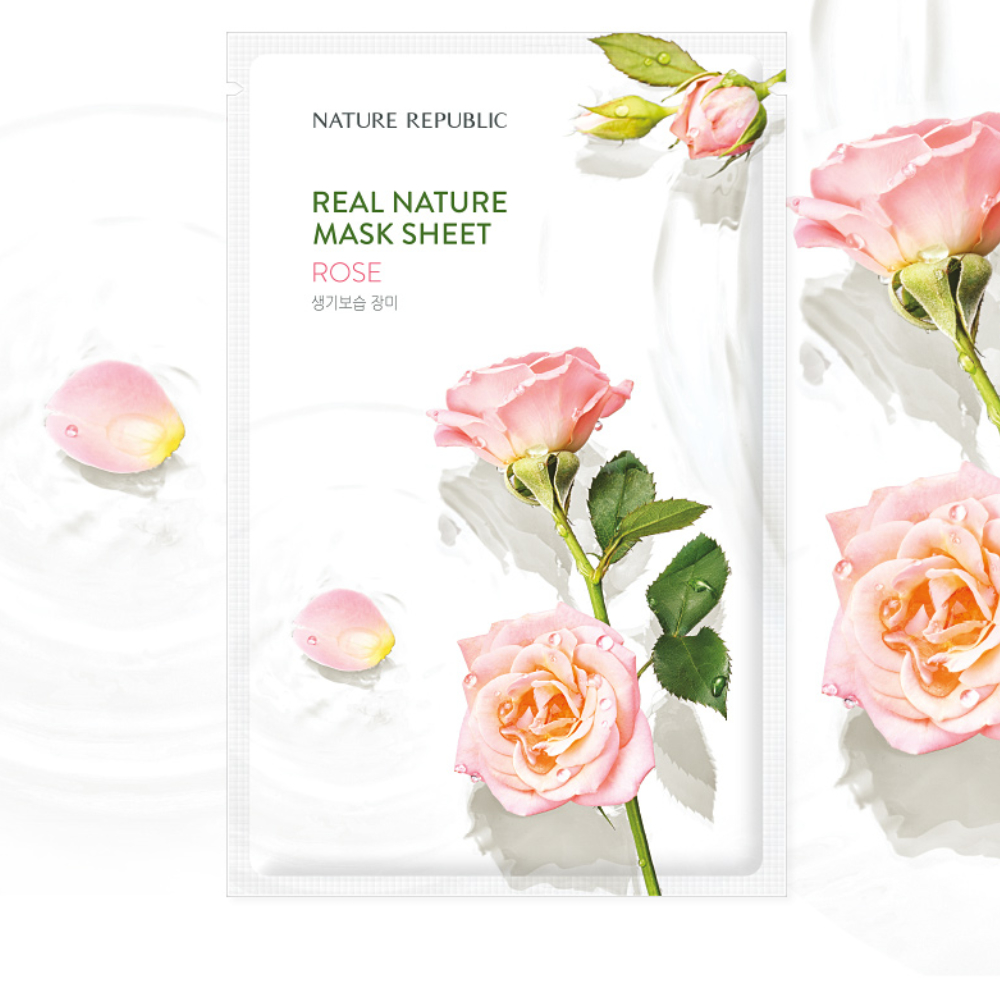 NATURE REPUBLIC Real Nature Mask Sheet Rose тканевая маска с экстрактом розы, 1 шт