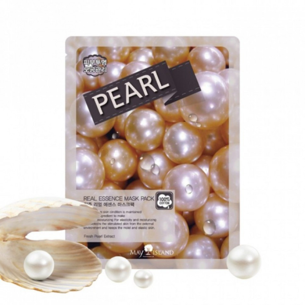 MAY ISLAND тканевая маска Real Essence Pearl с экстрактом жемчуга, 1 шт