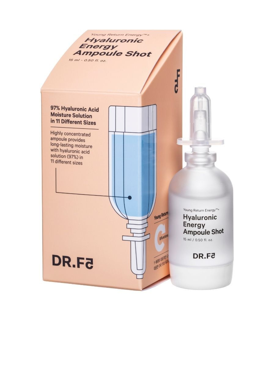 Ампула-шот для интенсивного увлажнения DR.F5 Hyaluronic energy ampoule shot, комплекс из 11 гиалоурановых кислот, 15мл