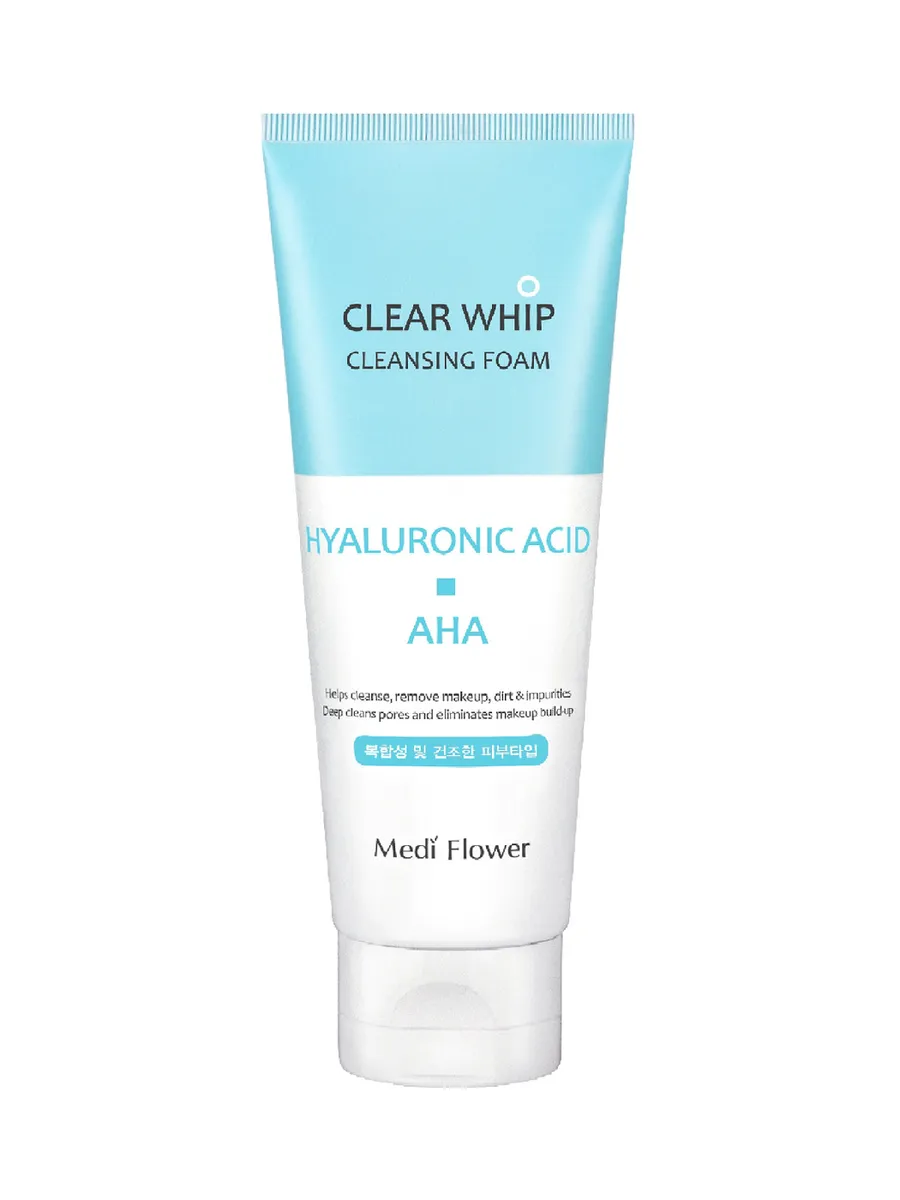Пенка для умывания Medi Flower Hyaluronic Acid Whip Cleansing Foam с гиалуроновой кислотой и AHA кислотами, 120 мл