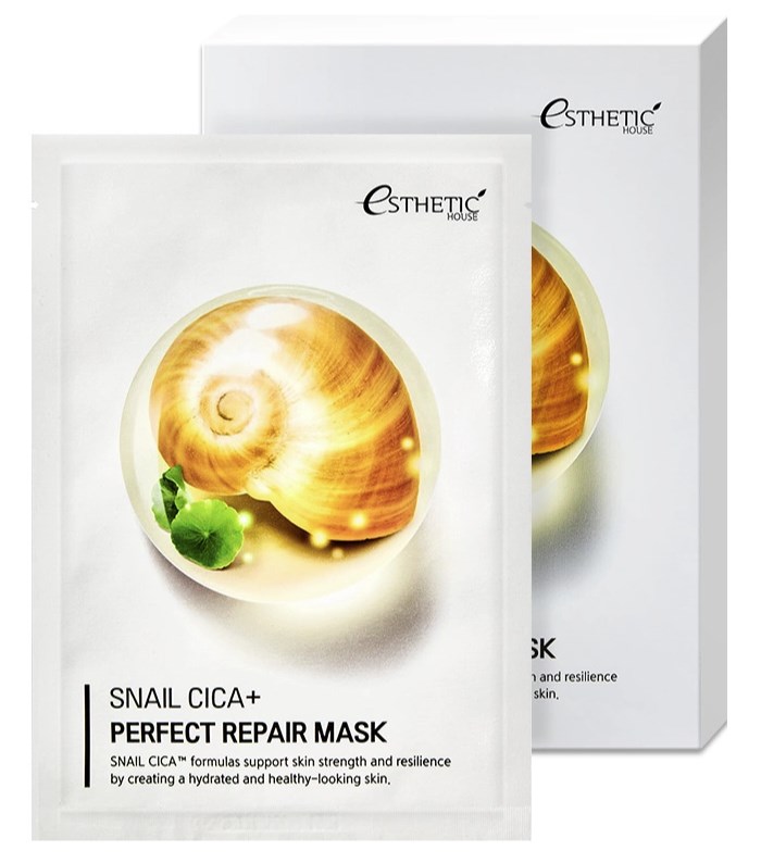 Esthetic House Тканевая маска восстанавливающая с муцином улитки Snail Cica+ Perfect Repair Mask, 25 мл