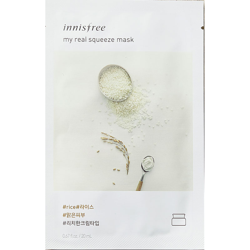 Innisfree тканевая маска It's Real Squeeze Rice с экстрактом риса, 1 шт