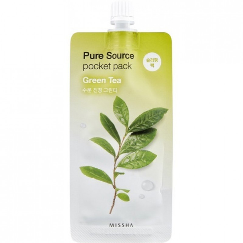 Missha Pure Source Pocket Pack Green Tea Ночная маска с экстрактом зелёного чая, 10 мл