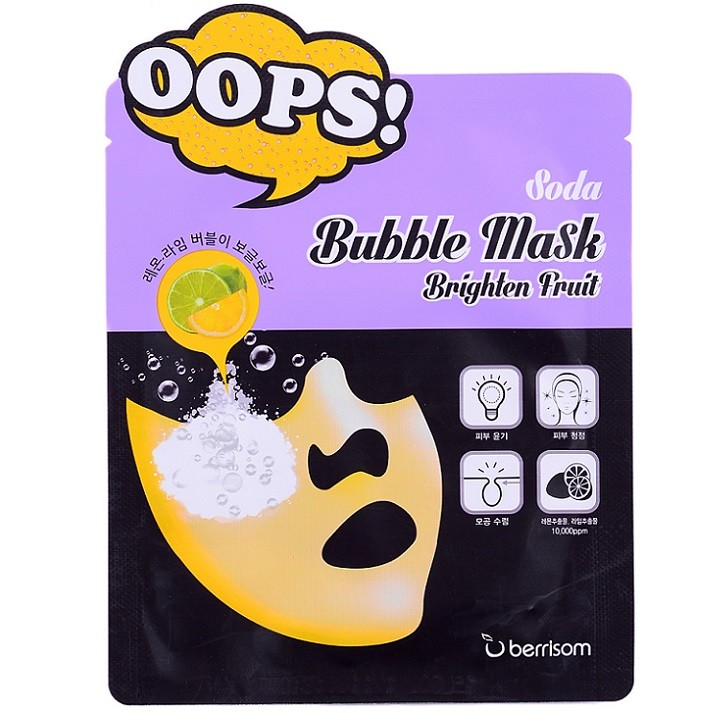 Berrisom Тканевая пузырьковая маска Soda Bubble Mask Brighten Fruit, 18 мл