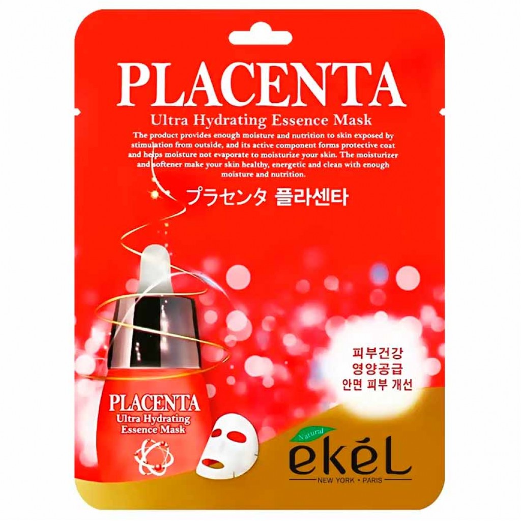 Ekel Placenta Ultra Hydrating Essense Mask Тканевая маска с экстрактом плаценты, 25 мл