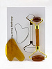 Guasha набор (роллер, 13,5х5,5см и скребок, 5х8см) в коробке с магнитным замком anti - aging facial massage gift set (brown), 2 PCS