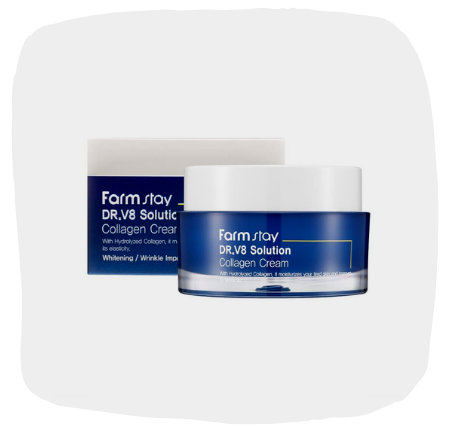 Увлажняющий крем для повышения эластичности кожи Dr. V 8 Solution Collagen Cream, FarmStay 